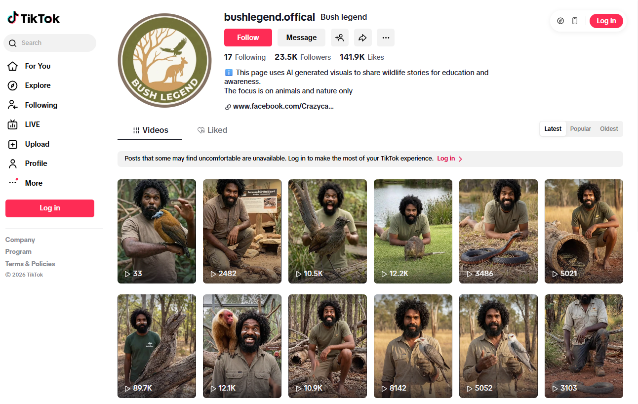 AI ‘Bush Legend’ wildlife host accused of digital blackface